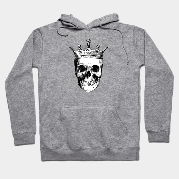 Skull King | Skull with Crown | Skull Wearing a Crown | Vintage Skulls | Black and White | Hoodie by Eclectic At Heart